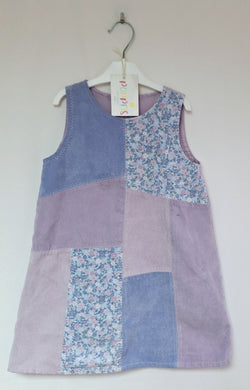 Mothercare, Lilac & Flowers Patch Work Dress, Girls, 3-4 Years preloved secondhand clearance 