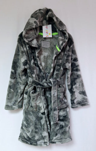 Primark, Grey Camouflage Dressing Gown, Boys, 4-5 Years preloved