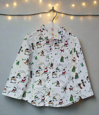 F&F, Santa & Snowman Christmas Shirt, Boys, 18-24 Months preloved christmas