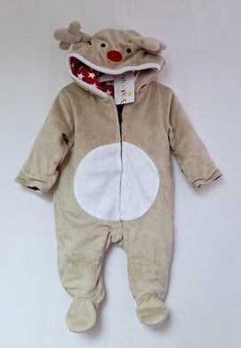 Rudolph. Brown Christmas Snow Suit, 3-6 Months preloved