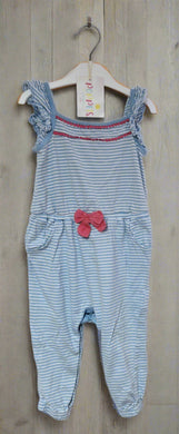 F&F, Blue Stripey with Pink Bow Romper, Girls, 9-12 Months preloved