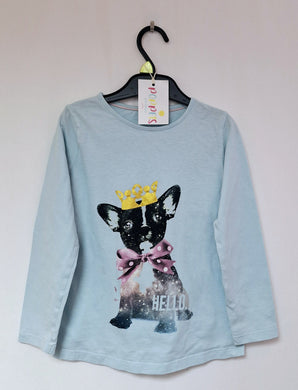 Lupilu, Crowned French Bulldog Blue Top, Girls, 4-5 Years preloved clearance