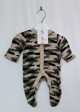 Nutmeg, Camouflage Greens & Beige Sleepsuit, Boys, Tiny Baby preloved