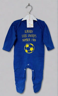 Blue Leeds 'Number 1 Fan.. Sleepsuit, Boys, 6-9 Months preloved