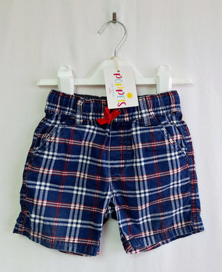 Next, Blue & Red Checked Shorts, Boys, 9-12 Months preloved
