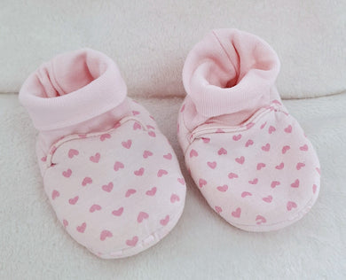 Mothercare, Pink with Hearts Booties Shoes, Girls, 6-9 Months preloved