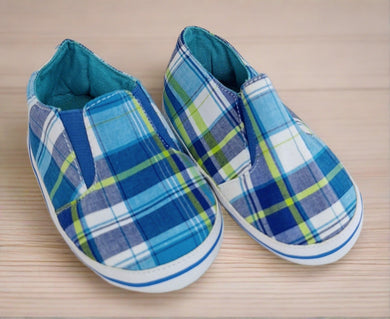 Blue & Green Check Shoes, Boys, UK 4 preloved