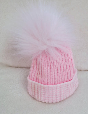 Pink Bobble Hat, Girls, 0-6 Months preloved