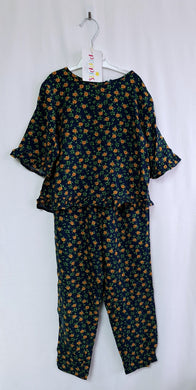 Next, Blue with Flowery Print Top & Trousers Set, Girls, 7 Years preloved clearance