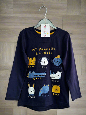 George, 'My Favourite Animals.. Blue Top, Boys, 4-5 Years preloved