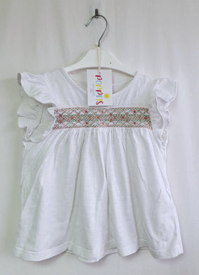 George, White with Flower Band Top, Girls, 2-3 Years preloved secondhand clearance