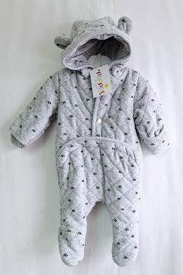 River Island, Grey Hooded Snow Suit, Up To 1 Months preloved secondhand