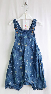 M&S, Ducks/Chickens & Flowers Dungarees, Girls, 2-3 Years preloved secondhand