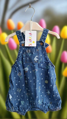 M&S, Blue with Ducks & Flowers Romper, Girls, 0-3 Months preloved secondhand