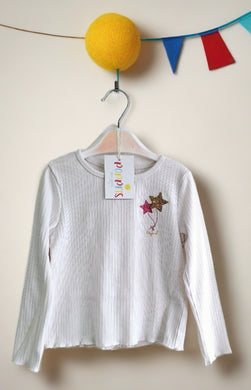 Primark, White 'Magical.. Stars Top, Girls, 3-4 Years preloved secondhand