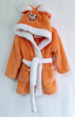 Orange Bunny Rabbit Hooded Dressing Gown, 9-12 Months preloved secondhand
