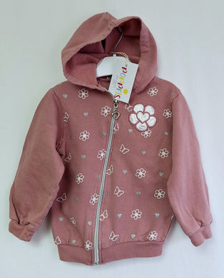Pink Flowery Hooded Jacket, Girls, 2 Years preloved secondhand