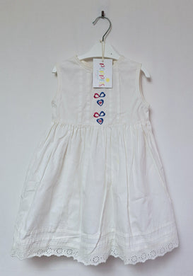 ABC Club, White Bows & Hearts Dress, Girls, 12-18 Months preloved secondhand clearance