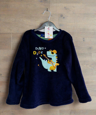 Snooze Time, 'Dino Dude.. Blue Soft Pyjama Jumper, Boys, 6-7 Years preloved secondhand