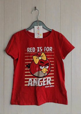 M&S, 'Red Is For Anger.. Angry Birds Top, Girls, 7-8 Years preloved secondhand