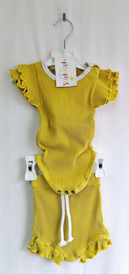 Yellow Top & Shorts Set, Girls, 6-9 Months preloved secondhand