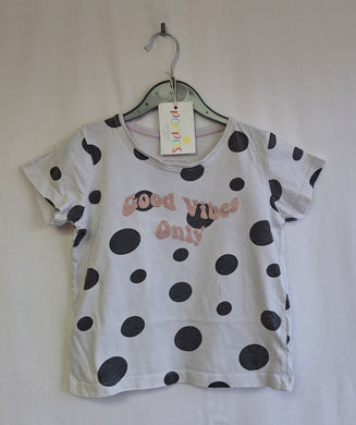 Primark, 'Good Vibes Only.. Spotty Top, Girls, 5-6 Years preloved secondhand