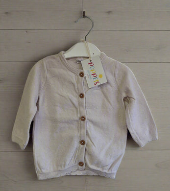 F&F, Cream Patterned Cardigan, Girls, 3-6 Months preloved secondhand