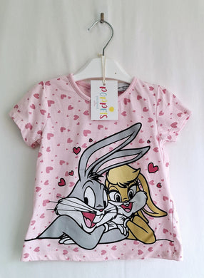 Looney Tunes, Bugs Bunny Pink Top, Girls, 2-3 Years preloved