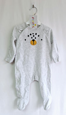 TU, Grey Bear Velour Sleepsuit, 3-6 Months preloved