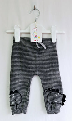 George, Dinosaur Grey Stripey Trousers, Boys, 3-6 Months preloved