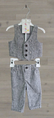 Primark, Grey Waist Coat & Trousers Set, Boys, 0-3 Months preloved