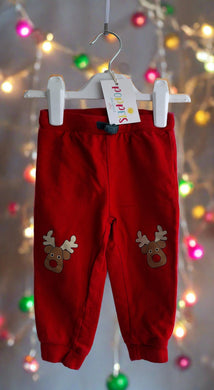 So Cute, Christmas Red Reindeer Jogging Bottoms, 12-18 Months preloved
