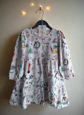Next, Patterned Christmas Dress, Girls, 2-3 Years preloved