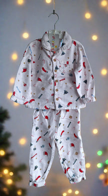 Nutmeg, Patterned Christmas Pyjama Set, 12-18 Months preloved