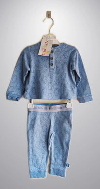 F&F, Blue Bear Top & Trouser Set, Boys, 6-9 Months preloved