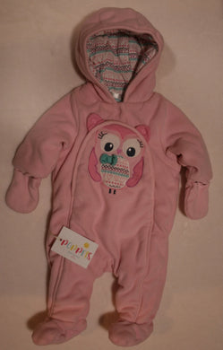 M&Co, Pink Owl All in One/Snow Suit, Girls, 0-3 Months preloved