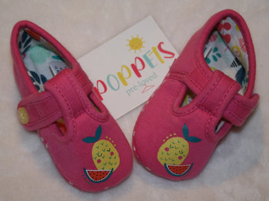 Mothercare, Pineapple Pink Pumps, 3-6 months preloved