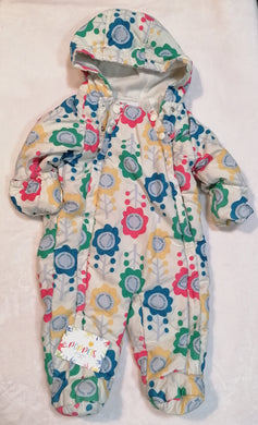 M&S, Flower Print All in One/Snow Suit, Girls, 9-12 Months preloved