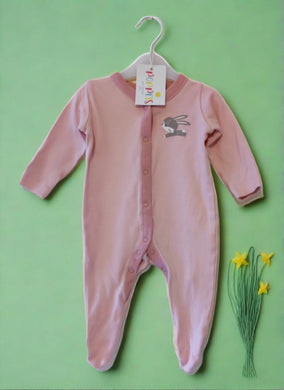 Nutmeg, Pink with Rabbit Sleepsuit, Girls, 0-3 Months preloved easter